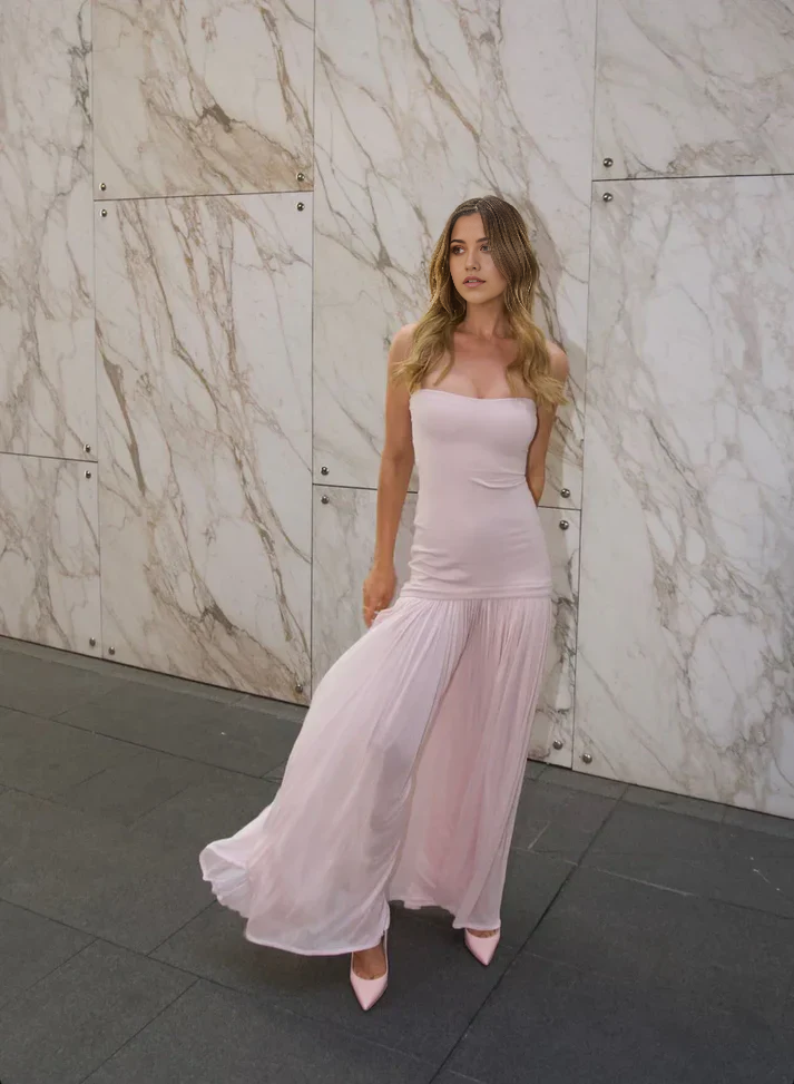 Mermaid Strapless Pink formal dresses Bridesmaid Dresses evening gown Prom Dress